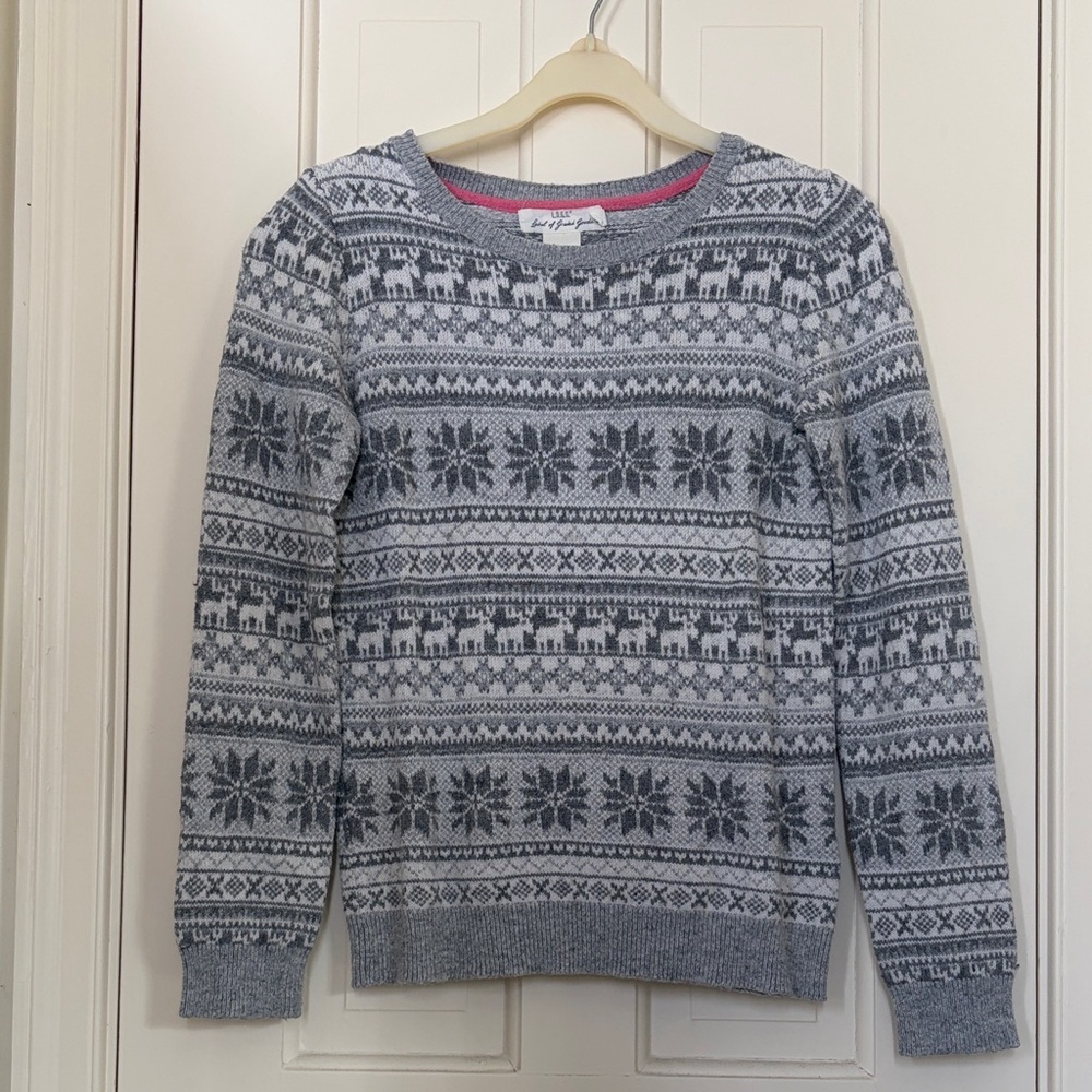 H&M Kids Gray Patterned Sweater with Moose and Snowflakes